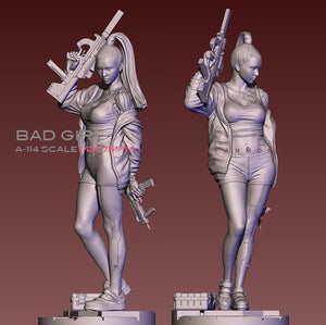 75mm 1/24  Resin Figure Kits Bad Girl City Swept resin Soldier Self-assembled A-114