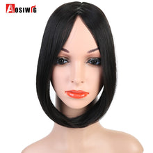 Load image into Gallery viewer, AOSIWIG Swept Clip in on Hair Bang Hair Extension Hair Piece Fake Fringe Synthetic Side Middle Part  Clip in Hair Extensions
